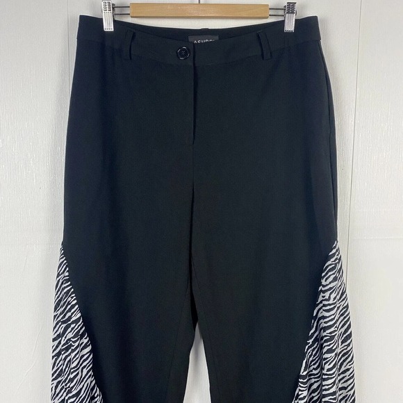 Ashro Woman’s Black White Zebra Print Wide Leg Pants Size 12. - Picture 3 of 11